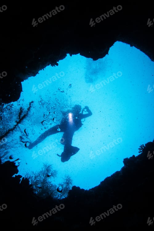 Preview: Scuba Diver Exploring World War Ii Shipwreck In Coron Area, Palawan, Philippines.