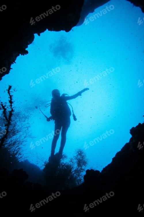 Preview: Scuba Diver Exploring World War Ii Shipwreck In Coron Area, Palawan, Philippines.