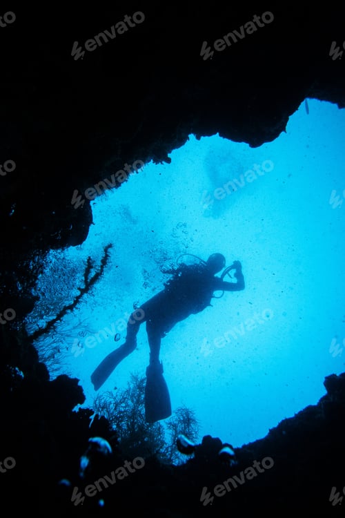Preview: Scuba Diver Exploring World War Ii Shipwreck In Coron Area, Palawan, Philippines.