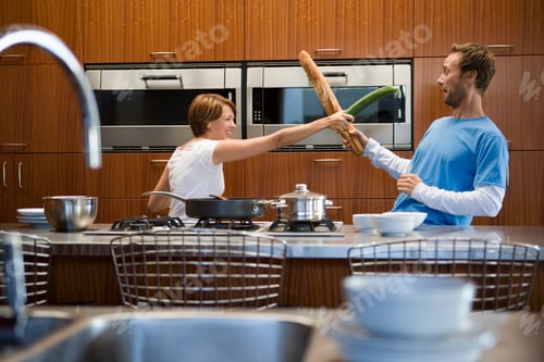 Preview: Couple Play Fighting With Food
