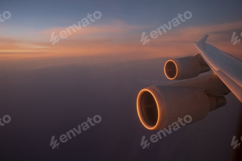 Preview: View Of Engine And Wing On Commercial Airplane