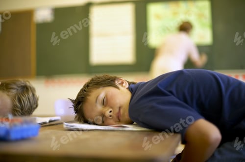 Preview: View Of Young Boy Asleep In Class