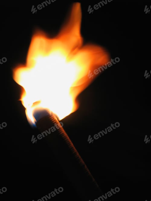 Preview: Close Up Of Flaming Torch In Dark