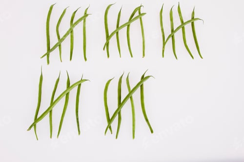 Preview: String Beans In Tally Chart Against White Background