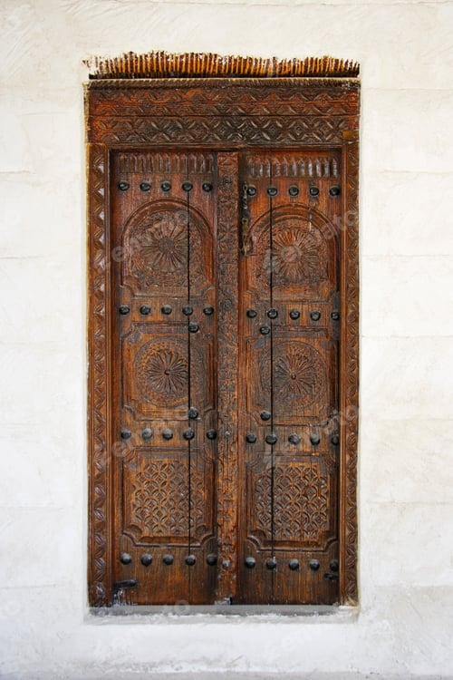 Preview: Decorative Carved Door Inside National Museum Of Ras Al-Khaimah, United Arab Emirates