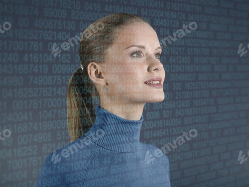 Preview: Woman Looking At Wall Of Numbers