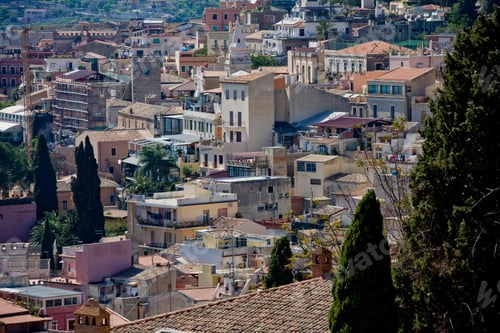 Preview: View Over Rooftops Of Taormina, Sicily, Italy