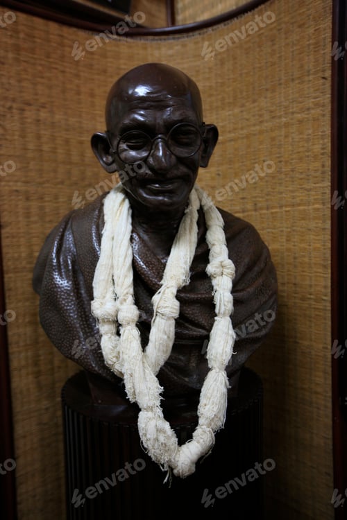 Preview: The Bust Of Mahatma Gandhi, Mani Bhavan Gandhi Museum, Mumbai, Maharashtra, India, South Asia