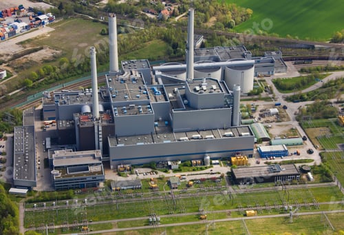Preview: Aerial View Of Hkw Nord Power Station, Munich, Bavaria, Germany