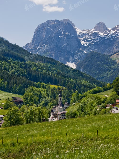 Preview: View Over Ramsau To Reiter Alpe, Near Berchtesgaden, Bavaria, Germany