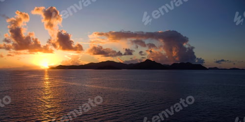 Preview: View From La Digue Island To Praslin Island At Sunset, Seychelles
