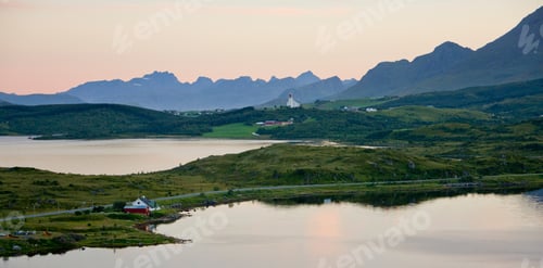 Preview: Landscape Near Bostad, Vestvagoy, Lofoten, Nordland, Norway