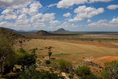 Preview: View From Hotel Voi Safari Lodge, Tsavo East National Park, Kenya, Africa