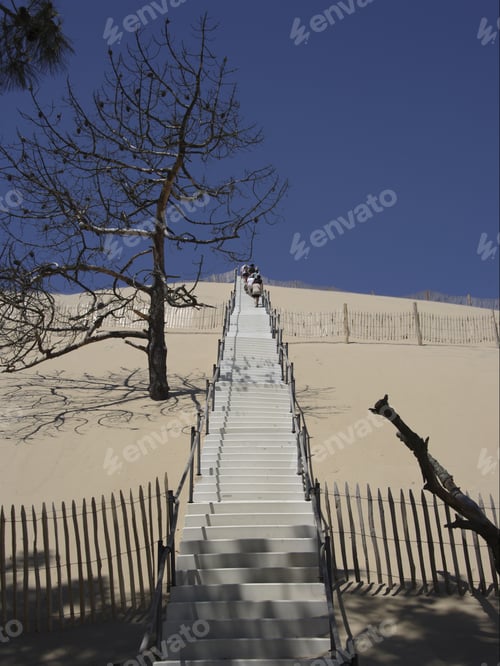 Preview: Stairway On Large Sand Dune, Dune Du Pyla, France