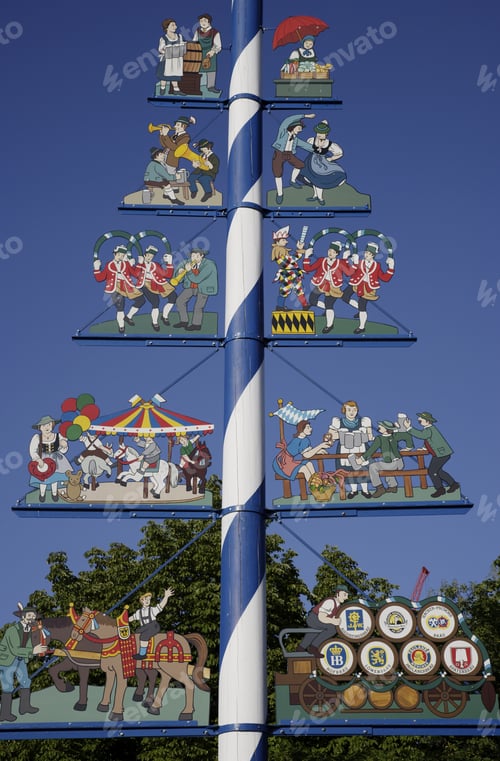 Preview: Maypole On The Viktualienmarkt, Munich, Bavaria, Germany