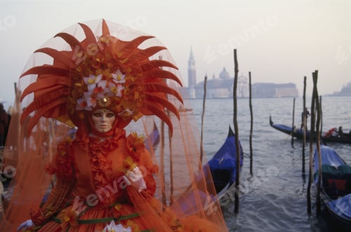 Preview: Costumed Carnival Participant In Venice, Italy