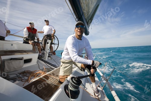 Preview: Sailboat Crew Out On Open Sea