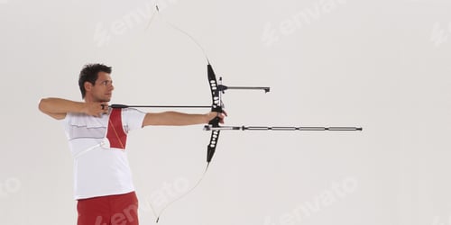 Preview: Male Archer Aiming, Side View