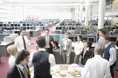 Preview: High Angle View Of Coworkers At Office Party