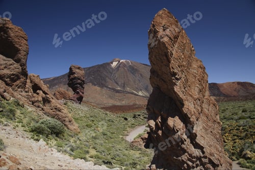 Preview: Rock Formations In Front Of Mount Teide, Teide National Park, Tenerife, Canary Islands, Spain
