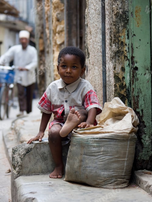 Preview: Little Boy In Street Stone Town, Part Of Zanzibar City, Zanzibar, Tanzania, Africa