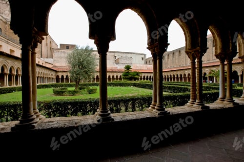 Preview: The Cloister Of The Abbey Of Monreale, Palermo, Sicily, Italy