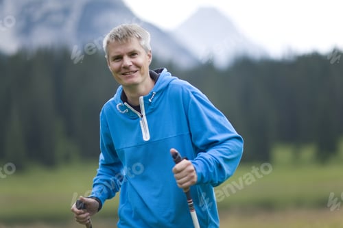 Preview: Mature Man Hiking Outdoors, Portrait