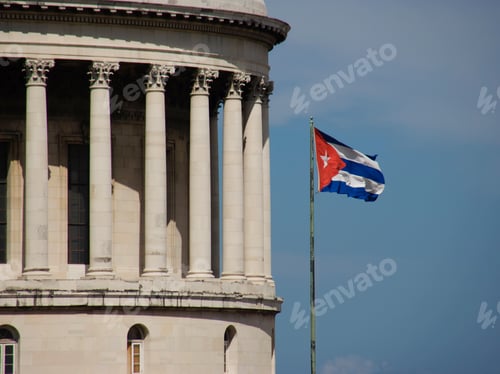 Preview: Capitol And Flag Of Cuba, Capitolio, Havana, Cuba