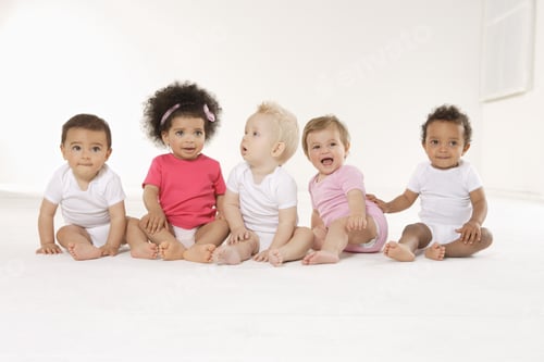 Preview: Group Of Babies Sitting On Floor