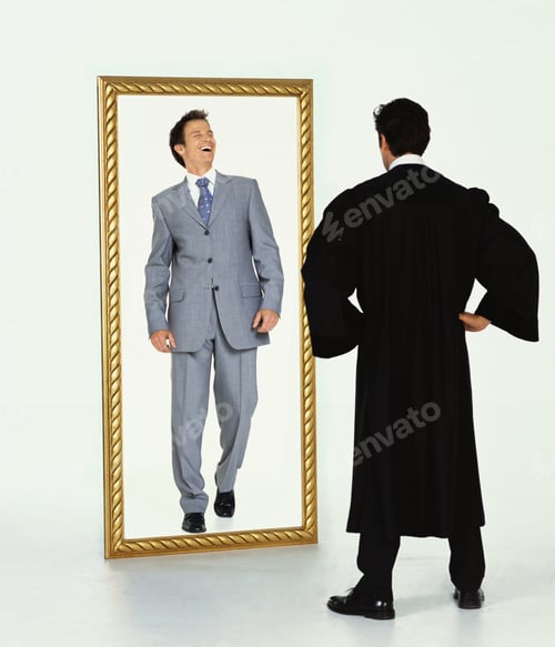 Preview: Young Judge Looking At A Reflection Of Himself As A Businessman