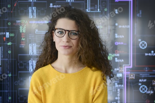 Preview: Portrait Of Young Architect In Front Of Construction Drawing