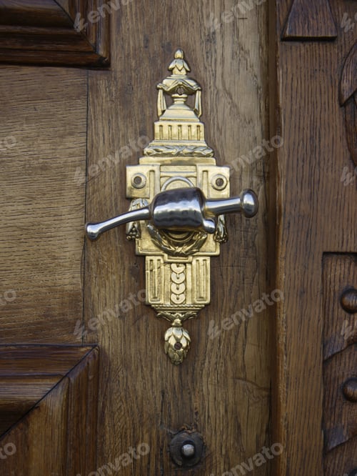 Preview: Close Up Of Door Handle On Monastery, Abbey Of St. Gallen, St. Gallen, Canton Of St. Gallen