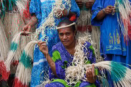 Preview: Melanesian Woman In Traditional Dress, Mouly, Ouvea Island, Loyalty Islands, New Caledonia