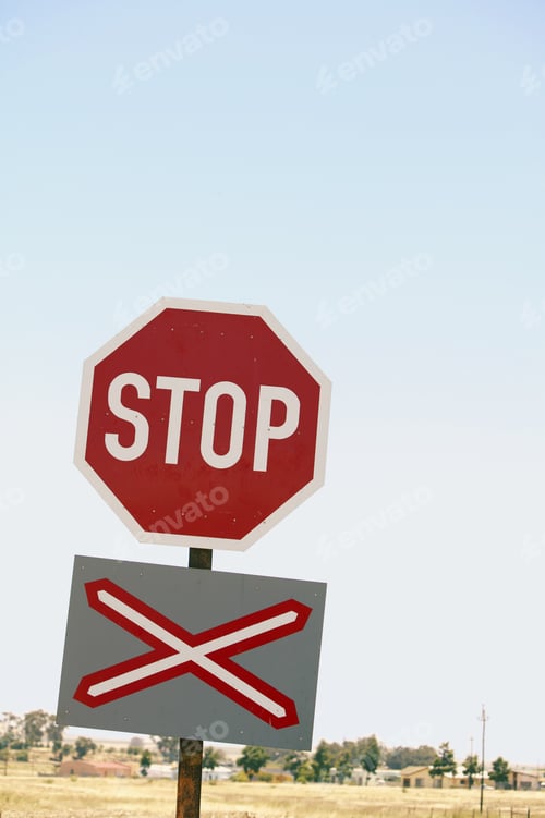 Preview: View Of Stop Sign And Crossing Sign