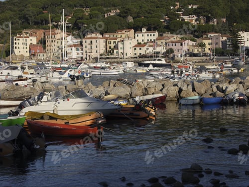 Preview: Harbor With Boats And Buildings In Background, Marciana Marina, Elba, Tuscany, Italy