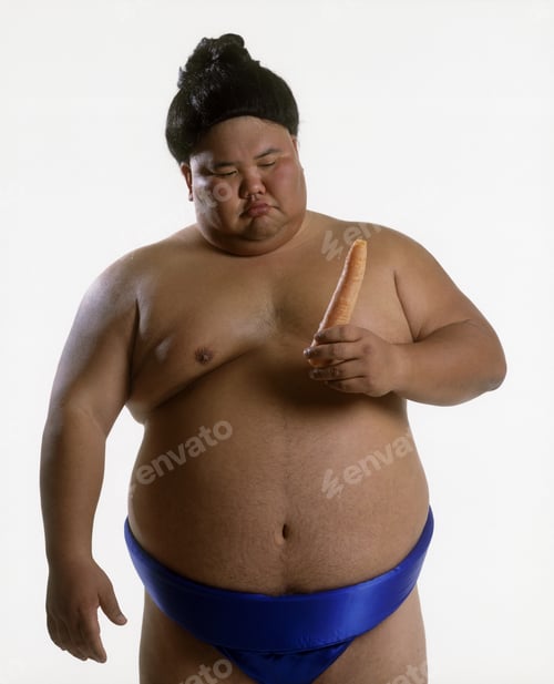 Preview: Portrait Of A Sumo Wrestler Examining A Carrot