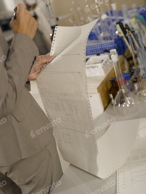 Preview: Senior Businesswoman Looking At Report In Laboratory