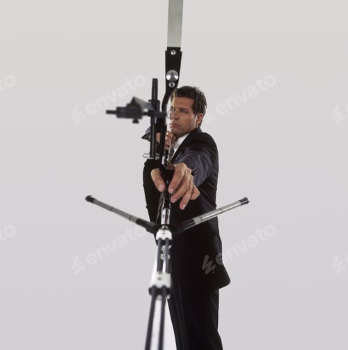 Preview: Male Archer In Business Suit Aiming, Front View