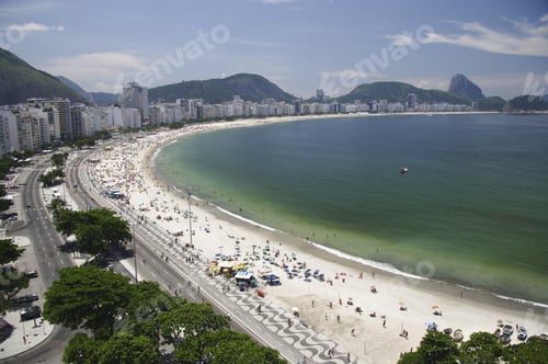 Preview: Scenic View Of Beach And City, Copacabana, Rio De Janeiro, Brazil