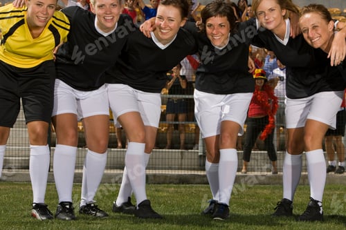 Preview: Group Of German Female Soccer Players Standing On Field