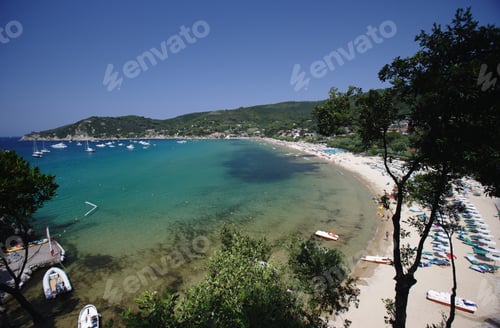 Preview: High Angle View Of Bay Of Biodola, Island Of Elba, Tuscany, Italy