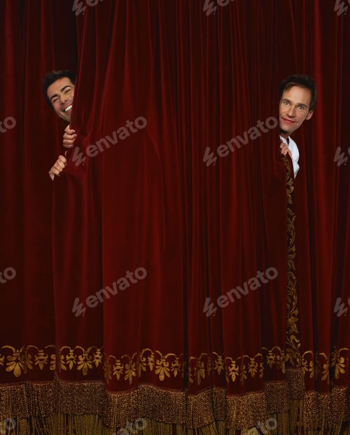 Preview: Two Men Peaking Through Curtain