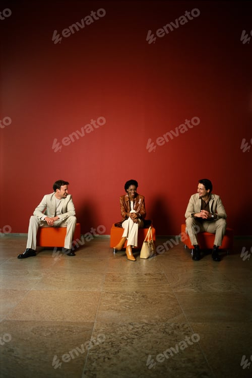 Preview: Three People Sitting On Orange Seats