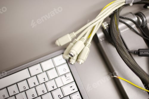 Preview: Computer Cables Next To Computer Keyboard
