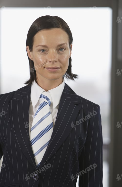 Preview: Businesswoman Wearing Suit And Tie