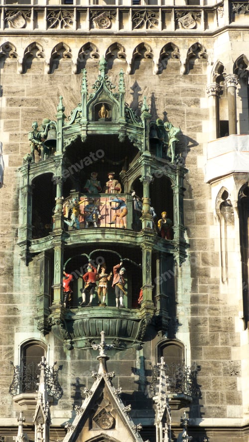 Preview: New Town Hall Clock With Moving Figures, Munich, Bavaria, Germany