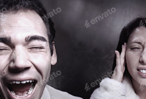 Preview: Partial View Of A Man And Woman Screaming And Grimacing