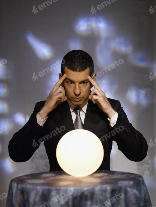 Preview: Male Fortune Teller With Illuminated Globe