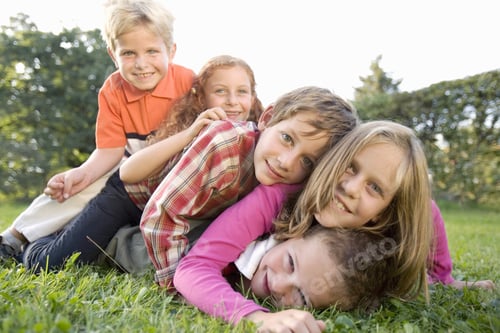 Preview: Group Of Children Playing In Grass