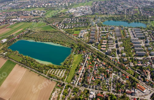 Preview: Aerial View Of Fansanerie See And Lerchenauer See, Munich, Germany